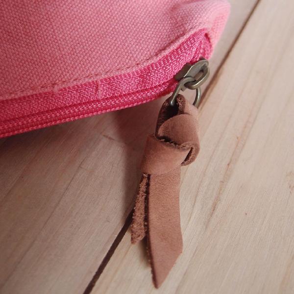 Coral Red Washed Canvas Zipper Pouch 11" - 11"W x 8"x 3" D